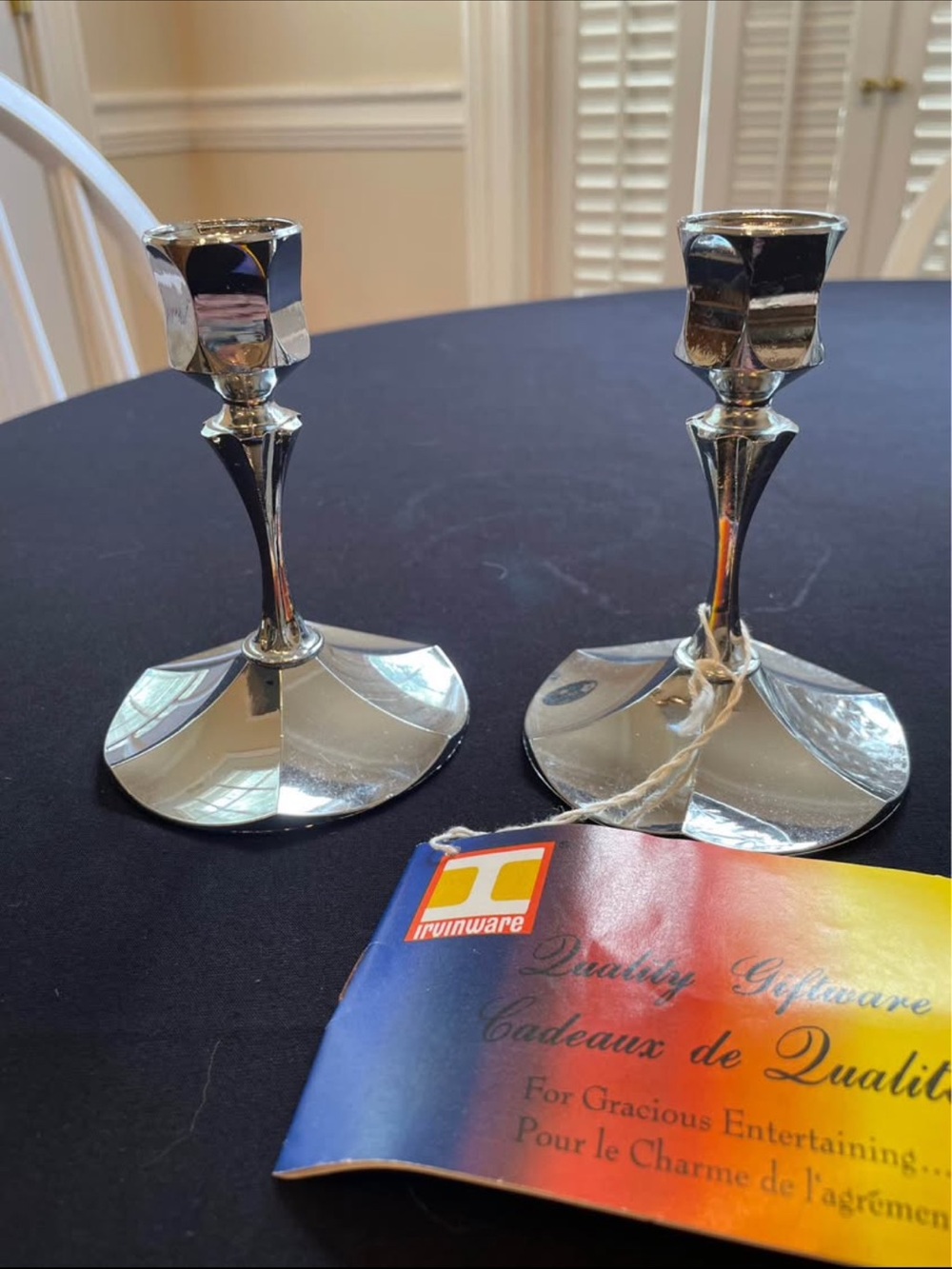 Vintage Irvinware Chrome Candlestick Holders